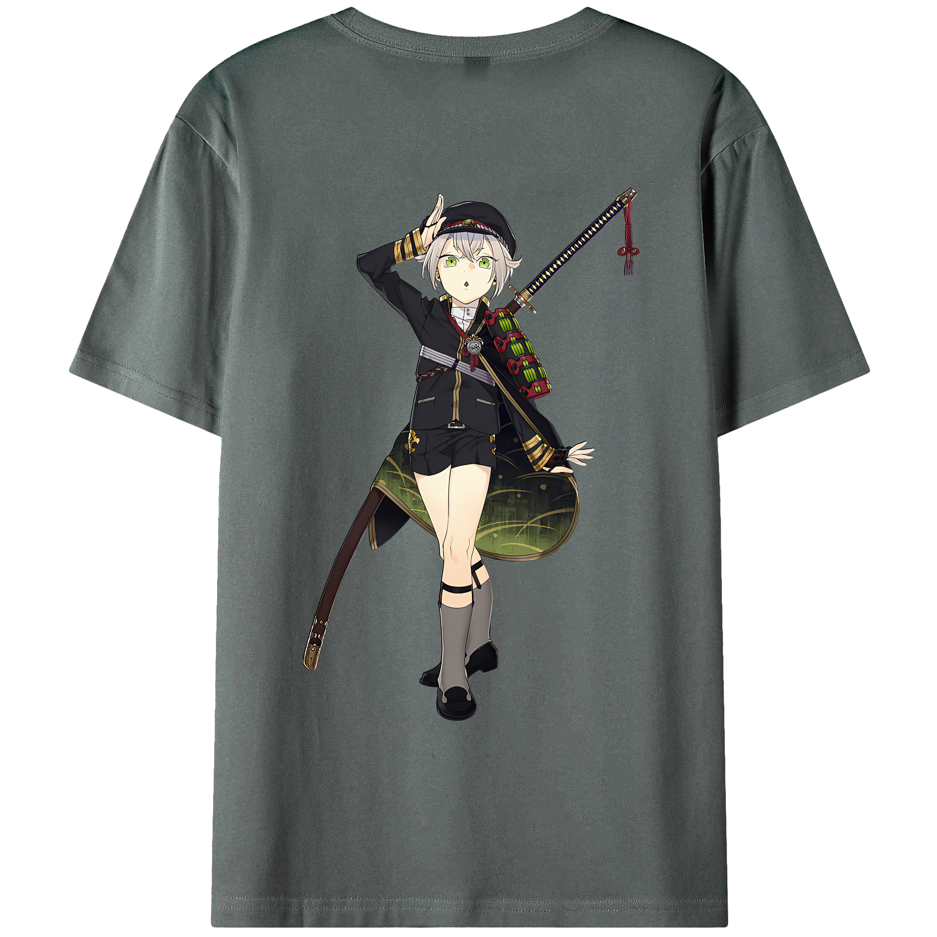 （画像用） 刀剣乱舞 Touken Ranbu 綿100％ メンズ半袖Tシャツ（バックプリント） 通気性